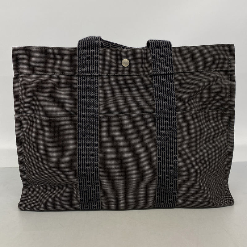 【6ke6090】エルメス トートバッグ エールラインMM ナイロン グレー シルバー金具【中古】メンズ レディース ユニセックス