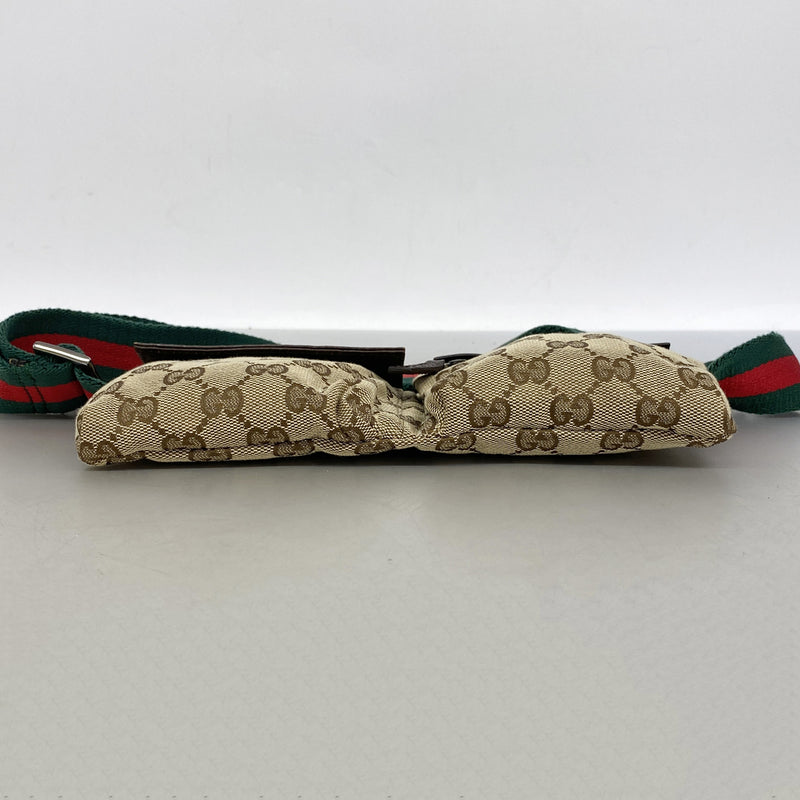 【6ke6159】グッチ162962 ウエストバッグ GGキャンバス/シェリーライン キャンバス ブラウン シルバー金具【中古】メンズ
