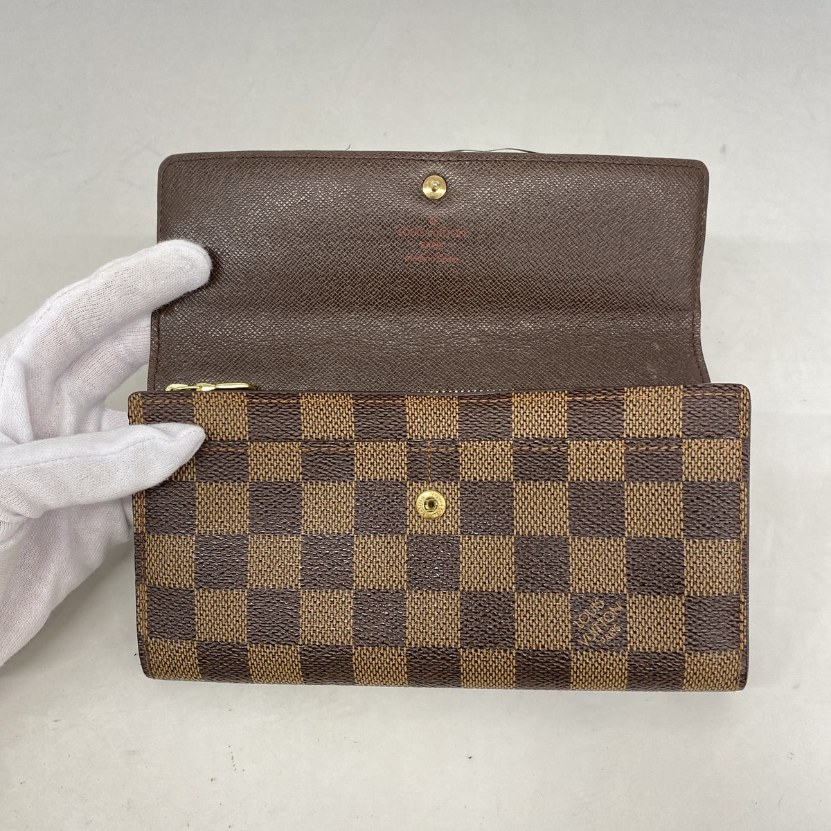【6ke6168】ルイヴィトン 長財布 ダミエ ポシェットポルトモネクレディ N61725 エベヌ【中古】レディース