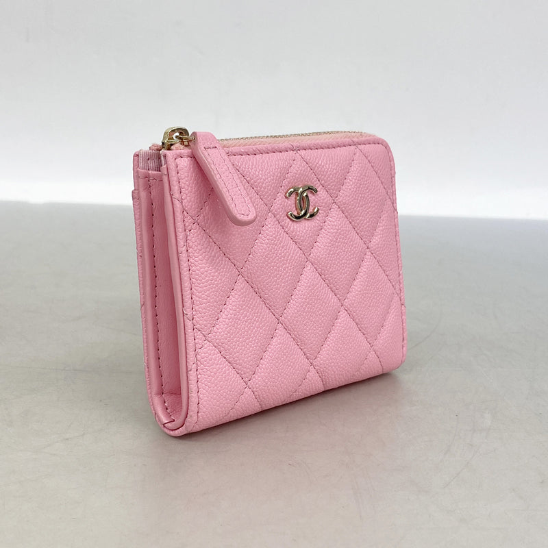 【6ke6178】シャネル コインケース マトラッセ キャビアスキン ピンク シャンパンゴールド金具【中古】レディース