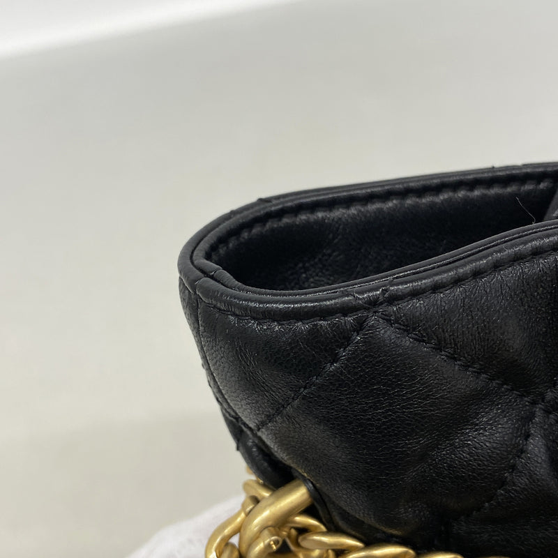 【6ke6227】シャネル ハンドバッグ マトラッセ チェーンショルダー ラムスキン ブラック ゴールド金具 2wayバッグ【中古】レディース