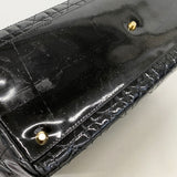 【6ke6242】クリスチャンディオール ハンドバッグ カナージュ レディディオール エナメル ブラック ゴールド金具【中古】レディース