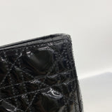 【6ke6242】クリスチャンディオール ハンドバッグ カナージュ レディディオール エナメル ブラック ゴールド金具【中古】レディース