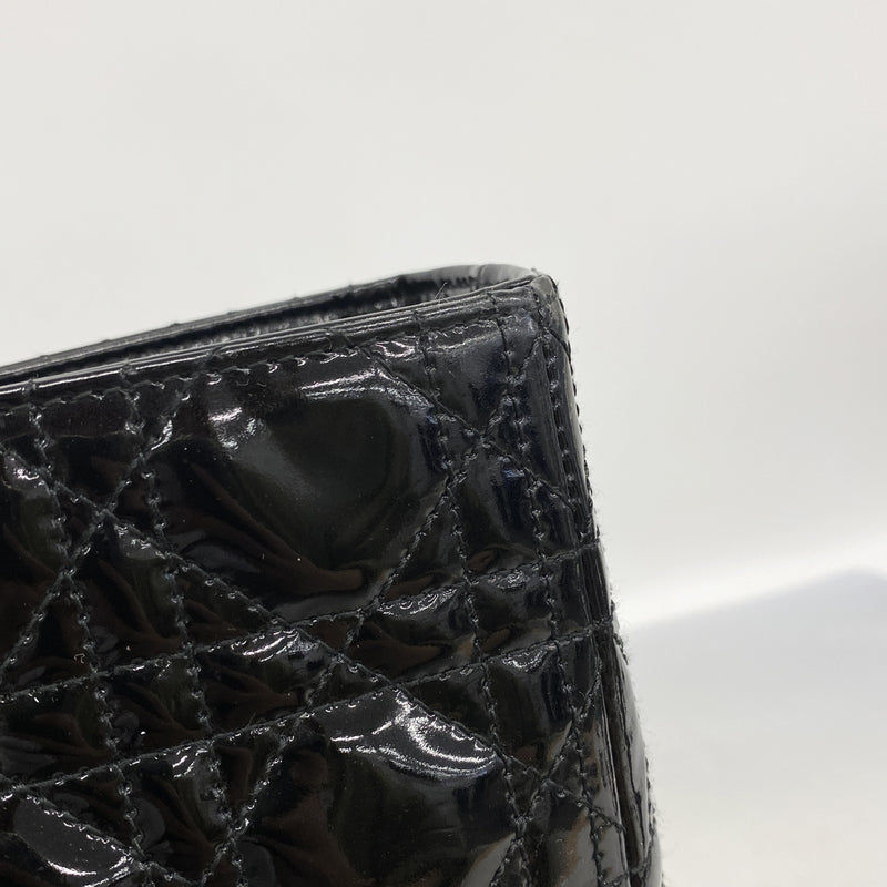 【6ke6242】クリスチャンディオール ハンドバッグ カナージュ レディディオール エナメル ブラック ゴールド金具【中古】レディース