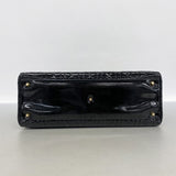 【6ke6242】クリスチャンディオール ハンドバッグ カナージュ レディディオール エナメル ブラック ゴールド金具【中古】レディース