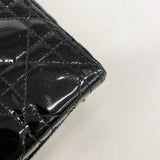 【6ke6242】クリスチャンディオール ハンドバッグ カナージュ レディディオール エナメル ブラック ゴールド金具【中古】レディース