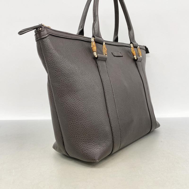 【6ke6243】グッチ トートバッグ バンブー 339548 レザー ブラウン シャンパンゴールド金具【中古】レディース