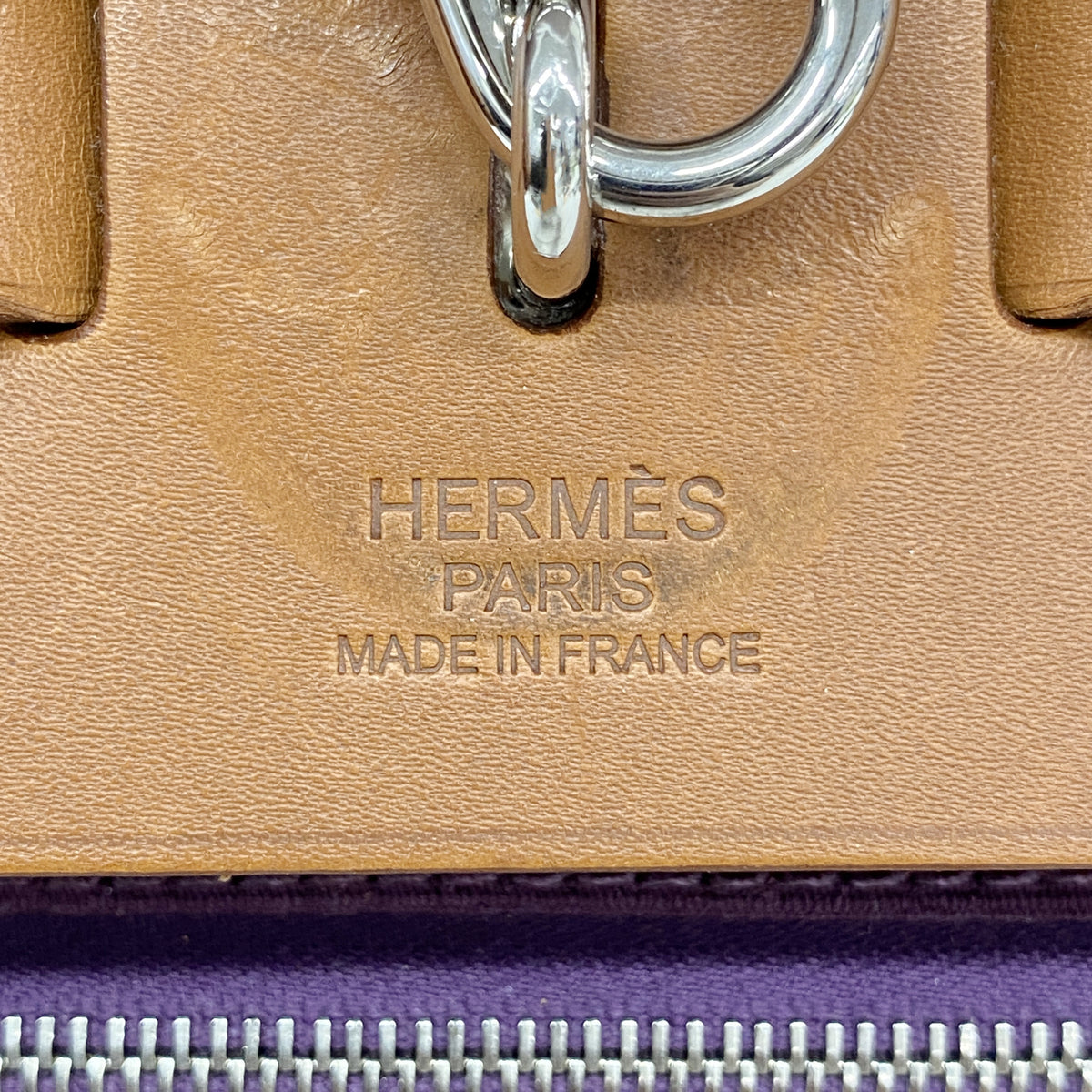 【6ke6276】エルメス ハンドバッグ エールバッグジップMM トワルオフィシエ パープル シルバー金具 □O刻印 2wayバッグ【中古】レディース