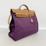 【6ke6276】エルメス ハンドバッグ エールバッグジップMM トワルオフィシエ パープル シルバー金具 □O刻印 2wayバッグ【中古】レディース