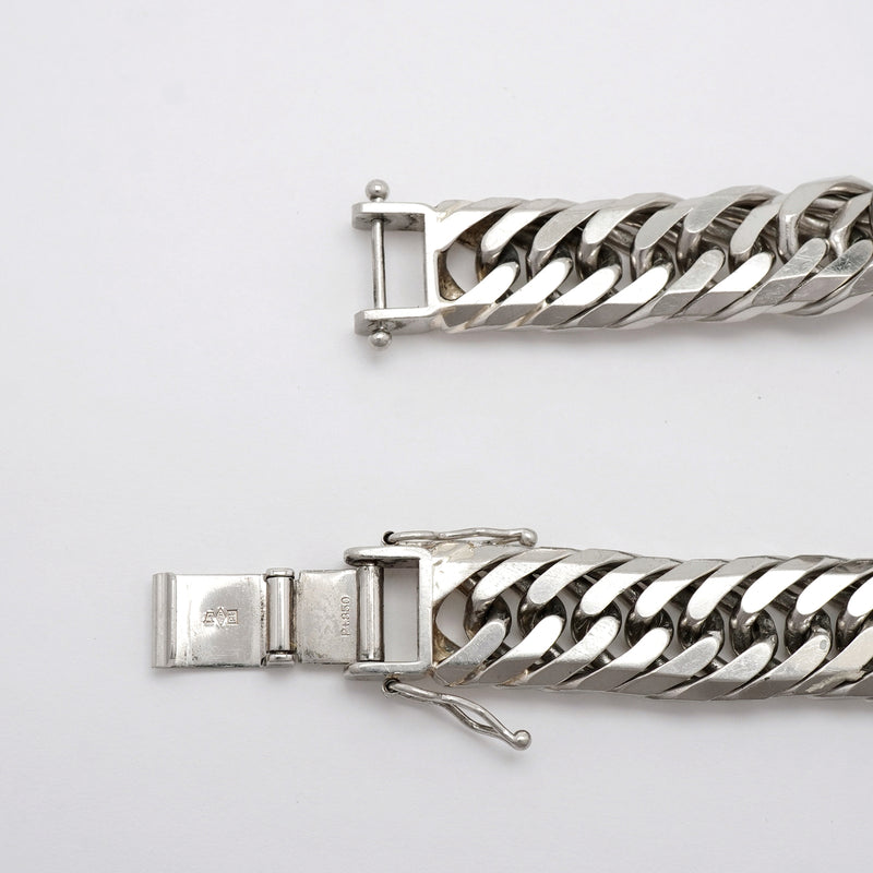 【6khi0006】喜平 ブレスレット Pt850 プラチナ 8面 トリプル 21.1cm 102.5g キヘイ【中古】メンズ レディース ユニセックス