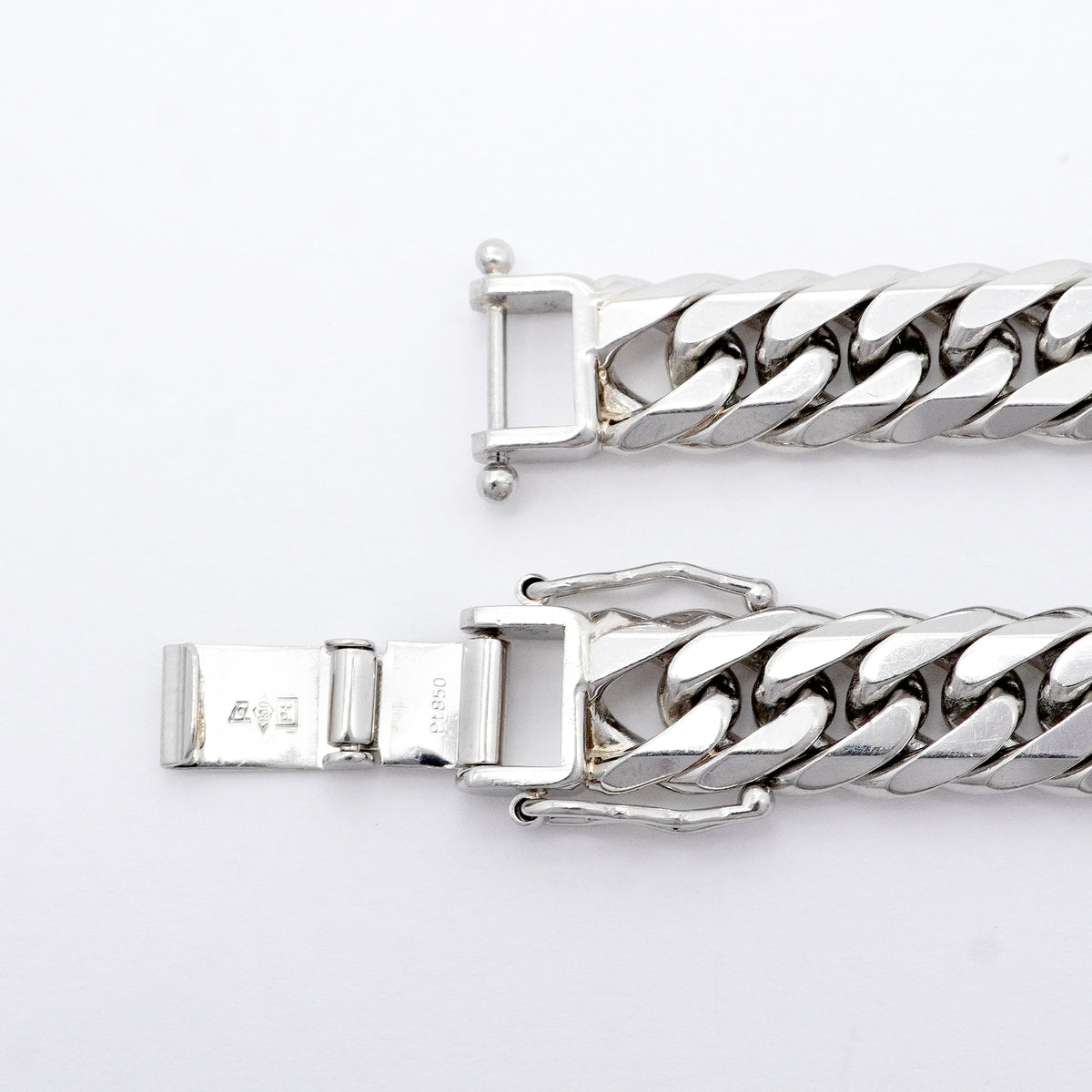 【6khi0092】喜平 ブレスレット Pt850 プラチナ 6面 ダブル 20.4cm 50.4g キヘイ【中古】メンズ レディース ユニセックス