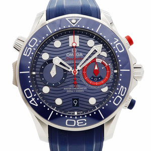 【6wec0233】オメガ シーマスター ダイバー300M アメリカズカップ 210.30.44.51.03.002 青文字盤【中古】腕時計 メンズ