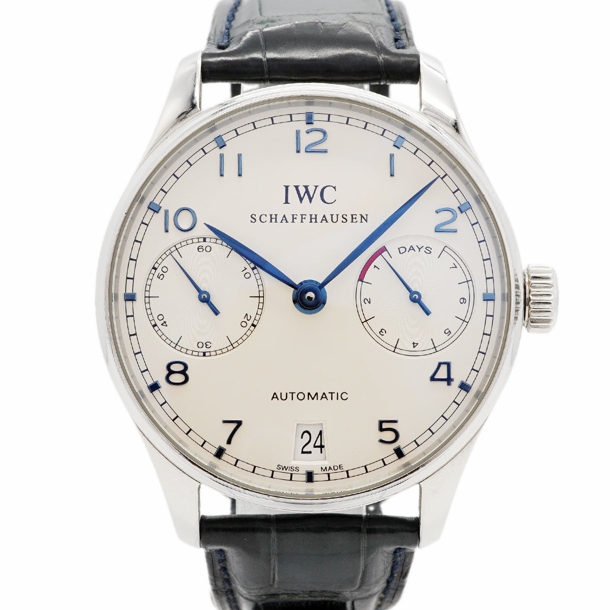 【6wee0375】IWC アイダブリューシー シャフハウゼン ポルトギーゼ 7デイズ IW500107 シルバー文字盤【中古】腕時計 メンズ