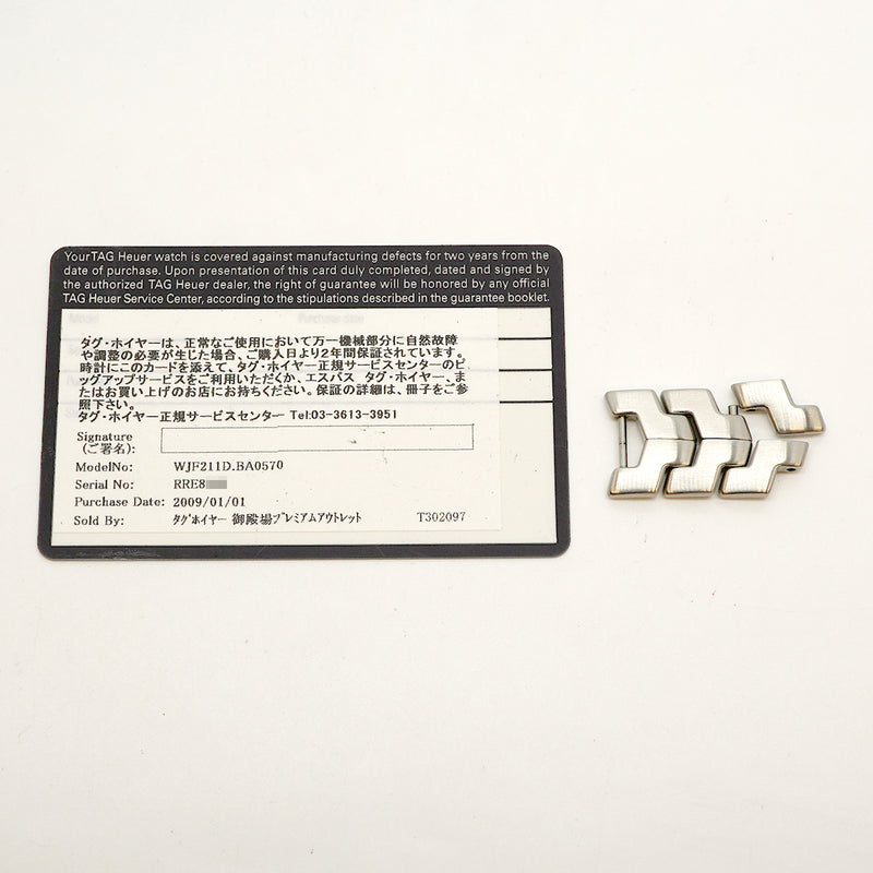 【6wee0380】タグホイヤー リンク タイガーウッズモデル WJF211D 黒文字盤【中古】腕時計 メンズ
