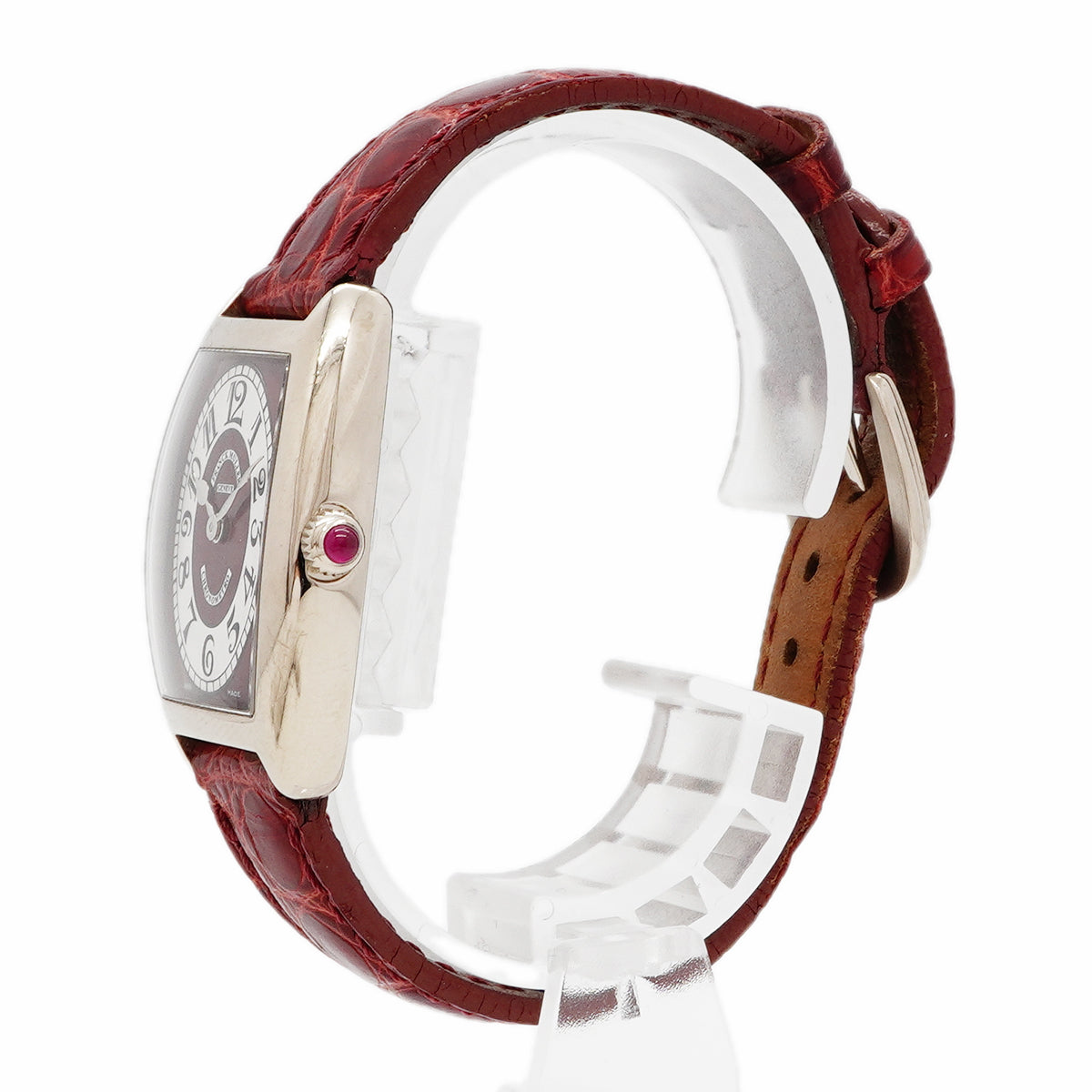 【6wee0386】フランクミュラー トノ―カーベックス クロノメトロ K18WG 1752QZCHRONOMETRO 赤文字盤【中古】腕時計 レディース