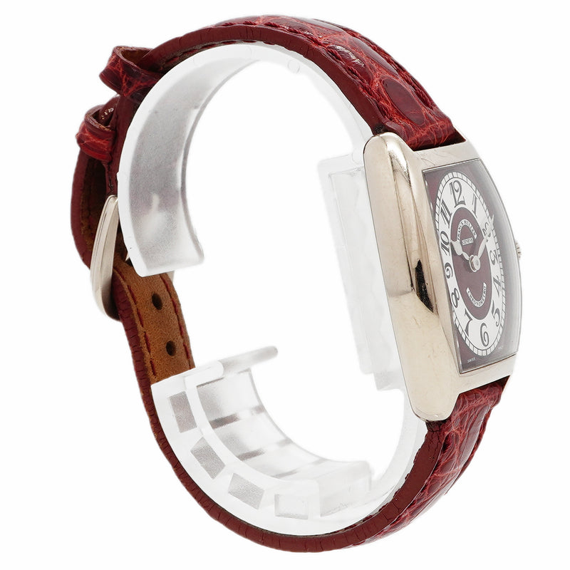 【6wee0386】フランクミュラー トノ―カーベックス クロノメトロ K18WG 1752QZCHRONOMETRO 赤文字盤【中古】腕時計 レディース