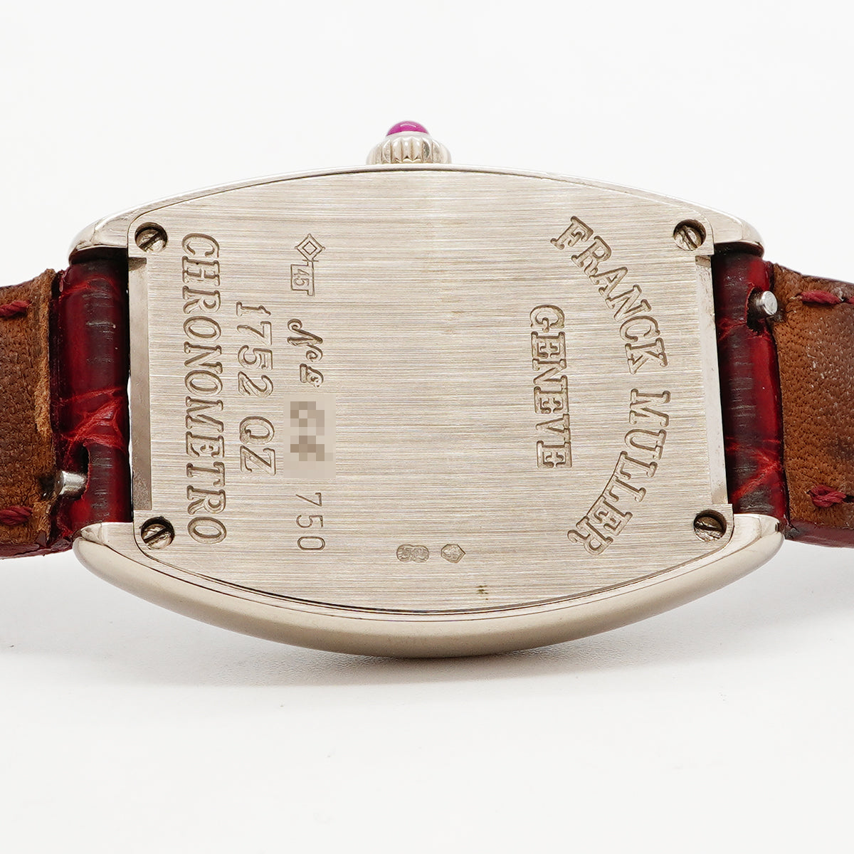【6wee0386】フランクミュラー トノ―カーベックス クロノメトロ K18WG 1752QZCHRONOMETRO 赤文字盤【中古】腕時計 レディース