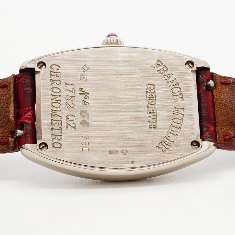 【6wee0386】フランクミュラー トノ―カーベックス クロノメトロ K18WG 1752QZCHRONOMETRO 赤文字盤【中古】腕時計 レディース