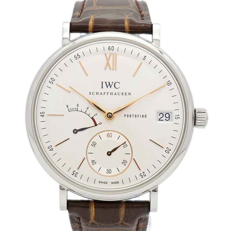 【6wee0399】IWC アイダブリューシー シャフハウゼン ポートフィノ ハンドワインド 8デイズ IW510103 シルバー文字盤【中古】腕時計 メンズ