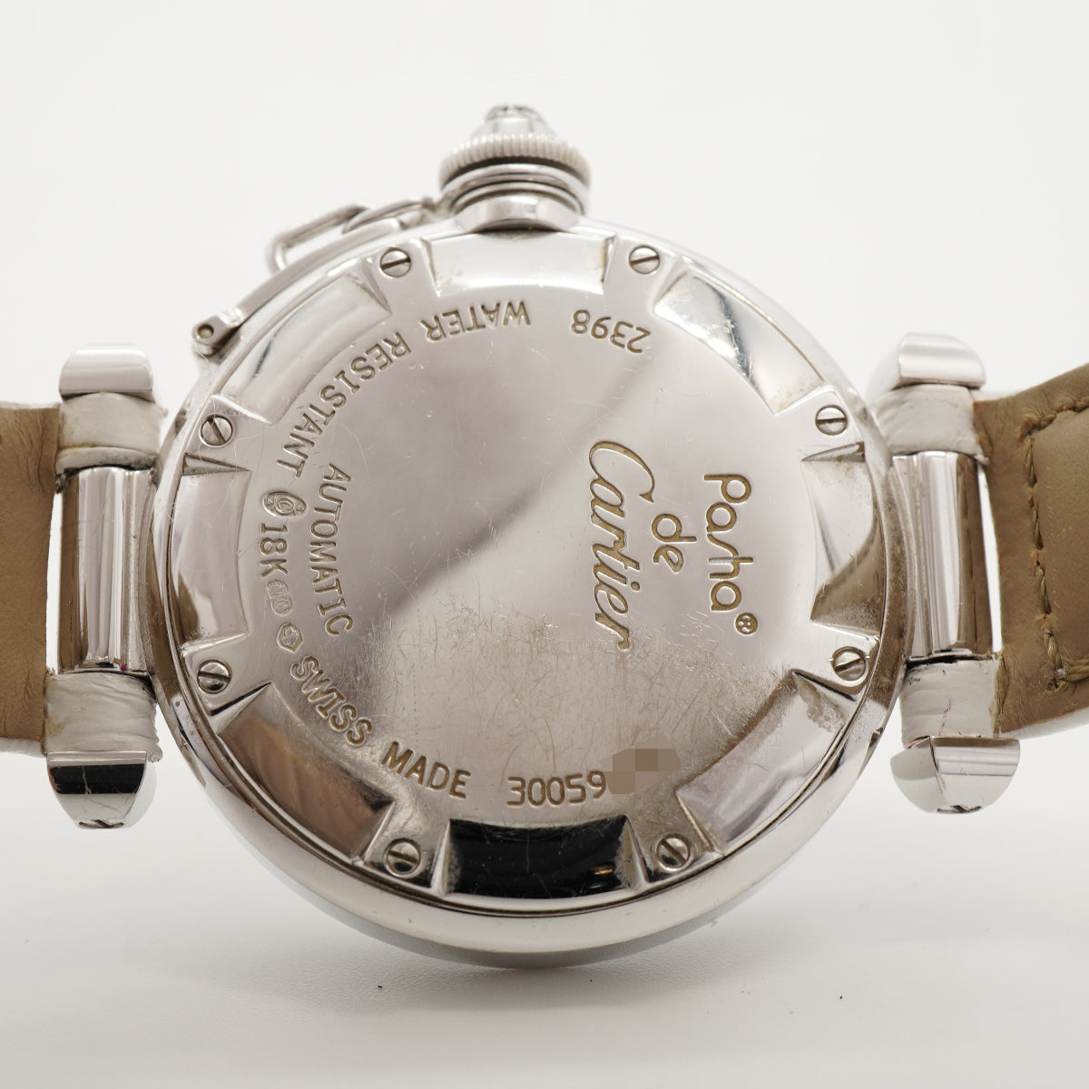 【6wfc0193】カルティエ パシャ ダイヤ WG WJ101651 シルバー文字盤【中古】腕時計 レディース
