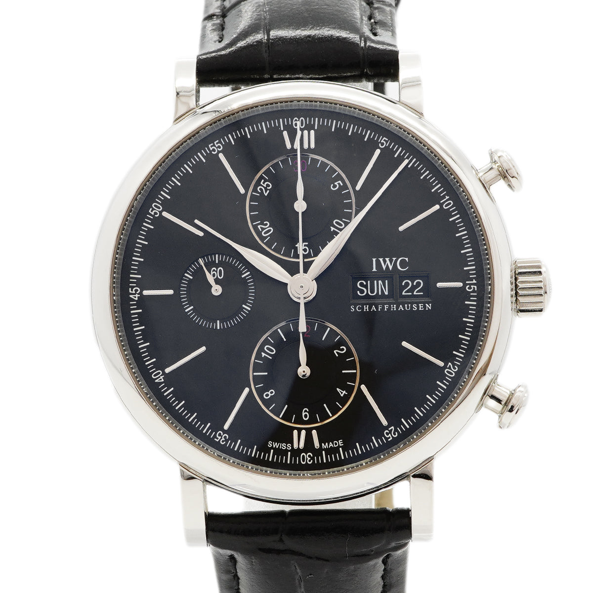 【6wfc0220】IWC アイダブリューシー シャフハウゼン ポートフィノ クロノグラフ IW391008 黒文字盤【中古】腕時計 メンズ