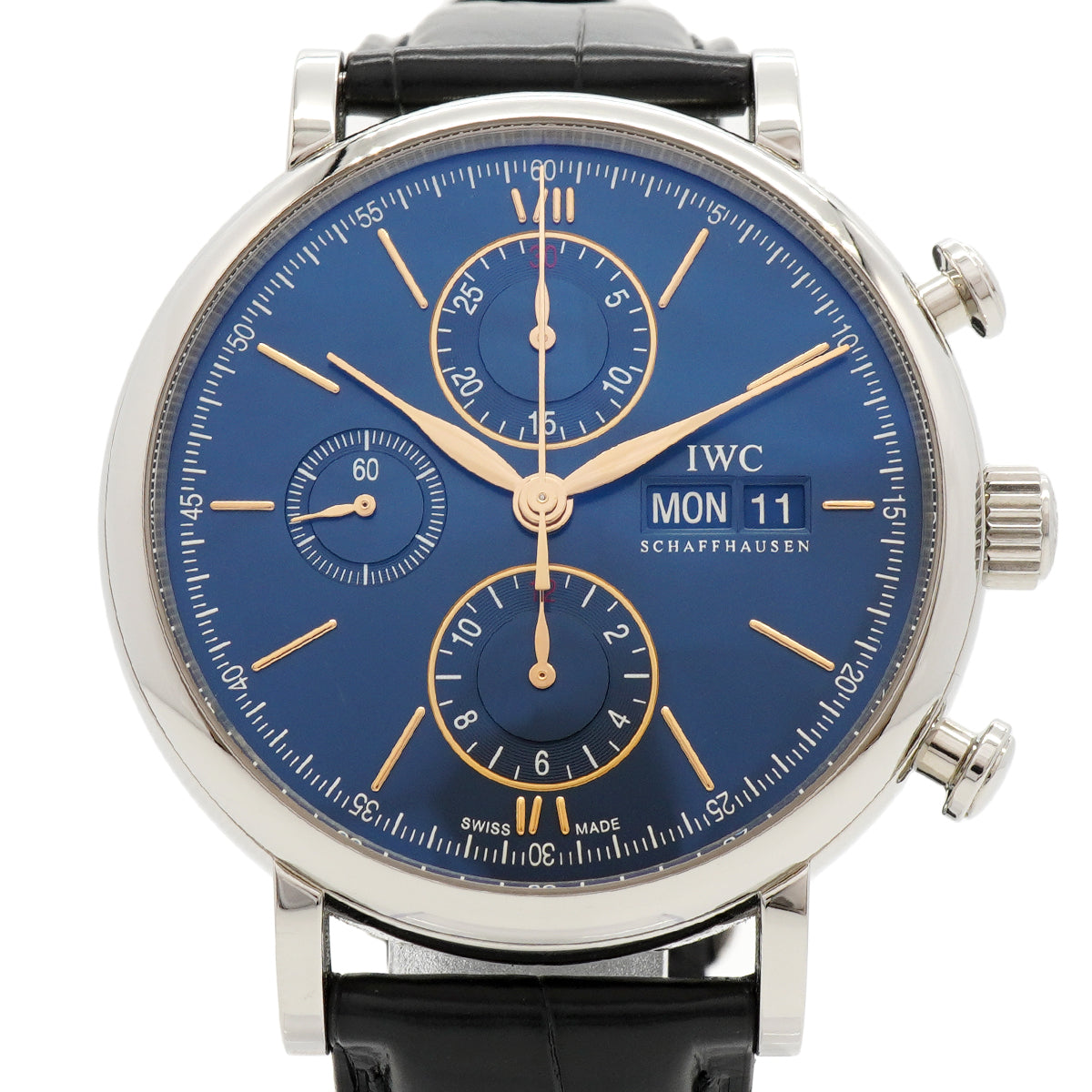 【6wfc0222】IWC アイダブリューシー シャフハウゼン ポートフィノ クロノグラフ IW391036 青文字盤【中古】腕時計 メンズ