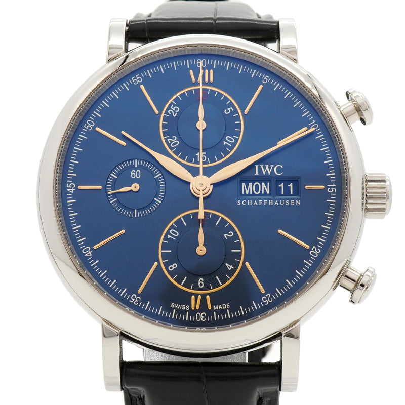 【6wfc0222】IWC アイダブリューシー シャフハウゼン ポートフィノ クロノグラフ IW391036 青文字盤【中古】腕時計 メンズ