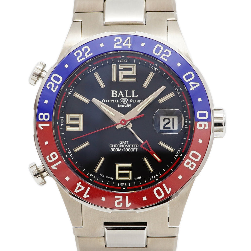 【6wfd0296】ボールウォッチ ロードマスター パイロット GMT DG3038A-S2CJ-BK 黒文字盤【中古】腕時計 メンズ
