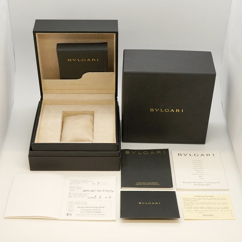 【6wfd0323】ブルガリ カーボンゴールド クロノグラフ BB38CLCH 黒文字盤【中古】腕時計 メンズ