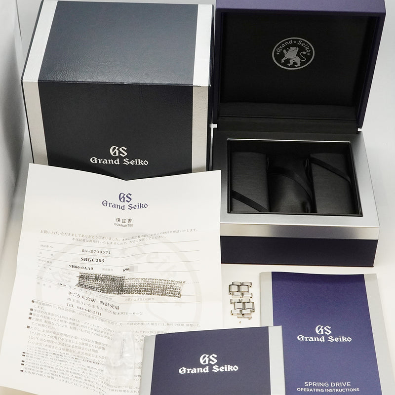 【6wfd0328】セイコー グランドセイコー スプリングドライブ SBGC203/9R86-0AA0 黒文字盤【中古】腕時計 メンズ