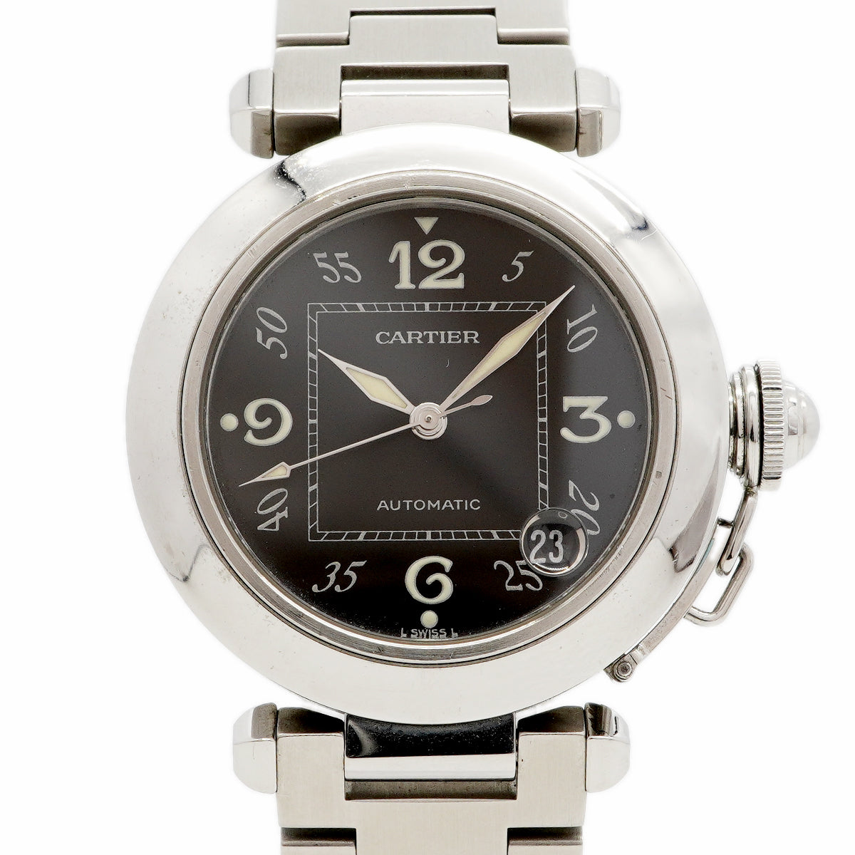 【6wfd0347】カルティエ パシャC W31043M7 黒文字盤【中古】腕時計 メンズ
