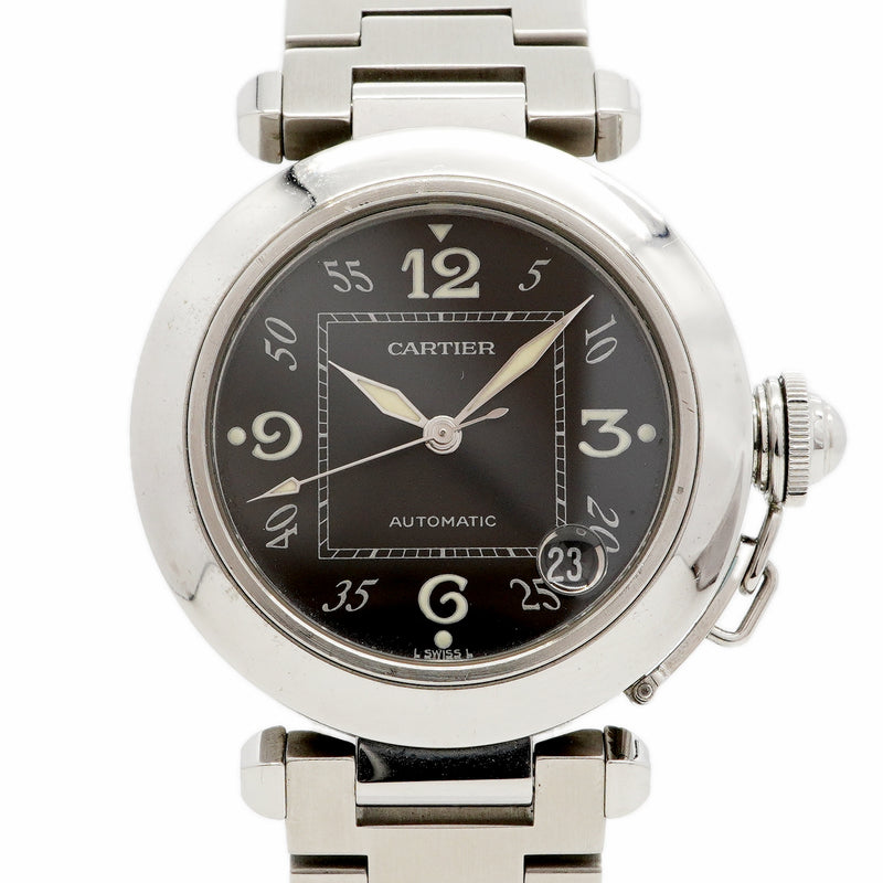 【6wfd0347】カルティエ パシャC W31043M7 黒文字盤【中古】腕時計 メンズ