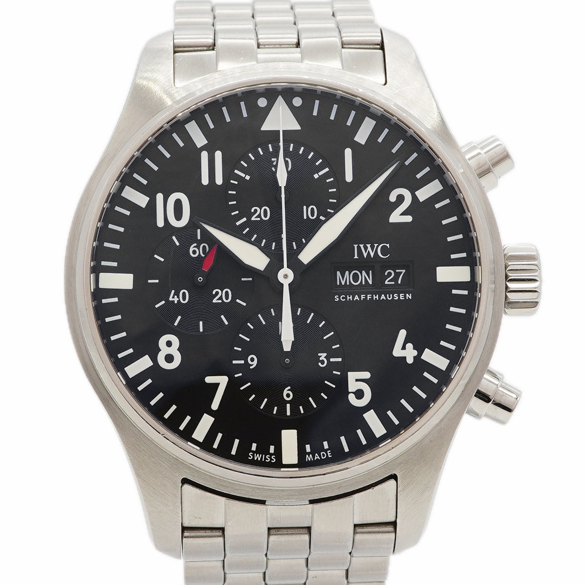【6wga0043】IWC アイダブリューシー シャフハウゼン パイロットウォッチ クロノグラフ IW377710 黒文字盤【中古】腕時計 メンズ