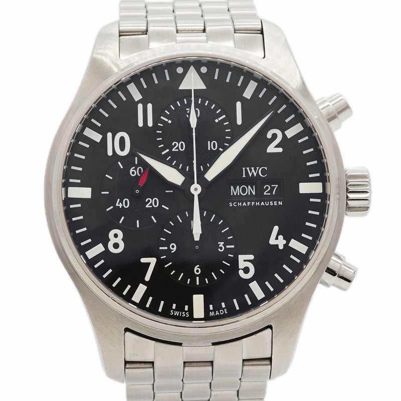 【6wga0043】IWC アイダブリューシー シャフハウゼン パイロットウォッチ クロノグラフ IW377710 黒文字盤【中古】腕時計 メンズ