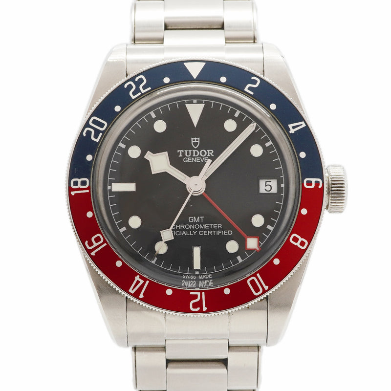 【6wgb0082】チュードル ブラックベイGMT 79830RB 黒文字盤【中古】腕時計 メンズ