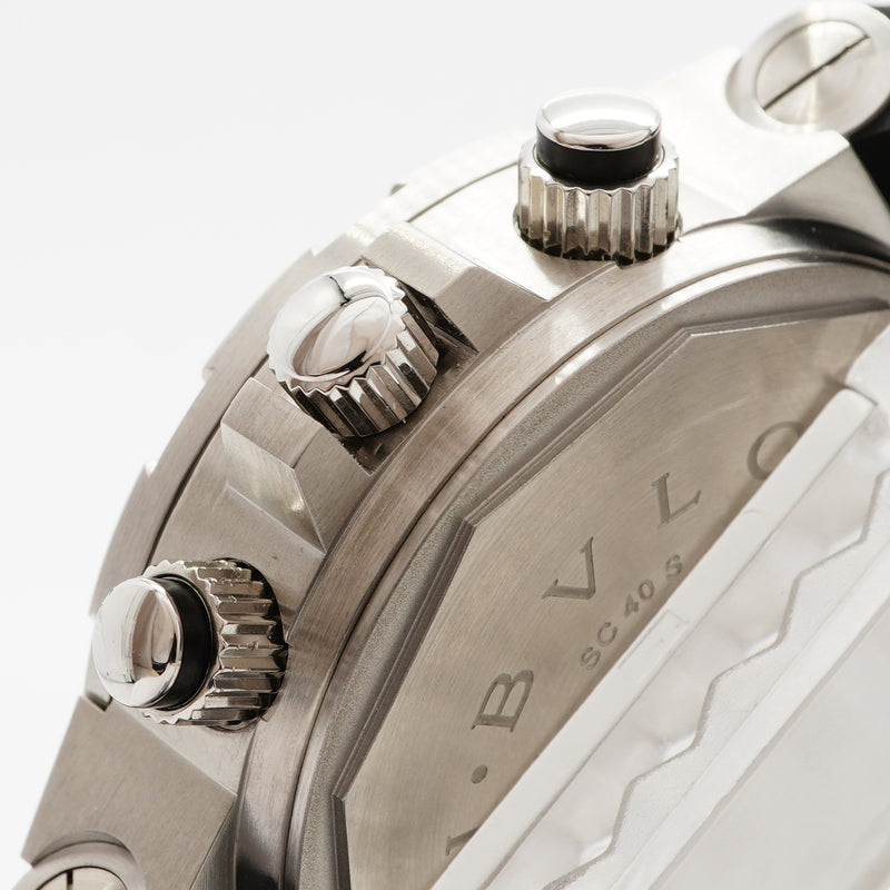 【6wgb0106】ブルガリ ディアゴノ スクーバー フライバック SC40S 黒文字盤【中古】腕時計 メンズ