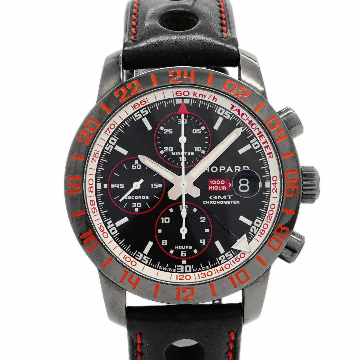 【6wgb0137】ショパール ミッレミリア GMT スピードブラック2 16/8992 黒文字盤【中古】腕時計 メンズ