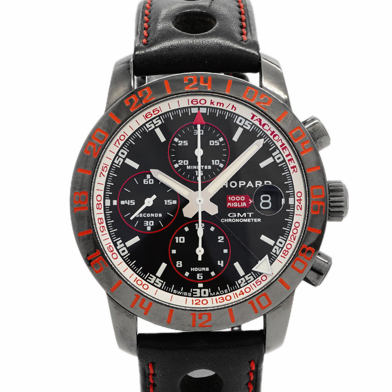 【6wgb0137】ショパール ミッレミリア GMT スピードブラック2 16/8992 黒文字盤【中古】腕時計 メンズ