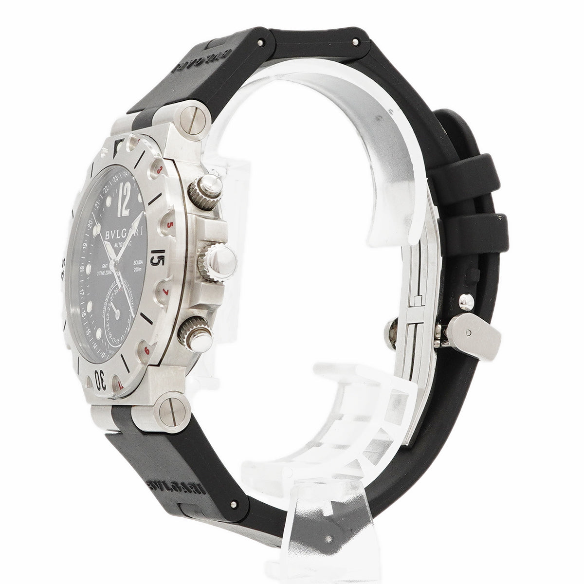 【6wgc0172】ブルガリ ディアゴノ スクーバ GMT SD38SGMT 黒文字盤【中古】腕時計 メンズ