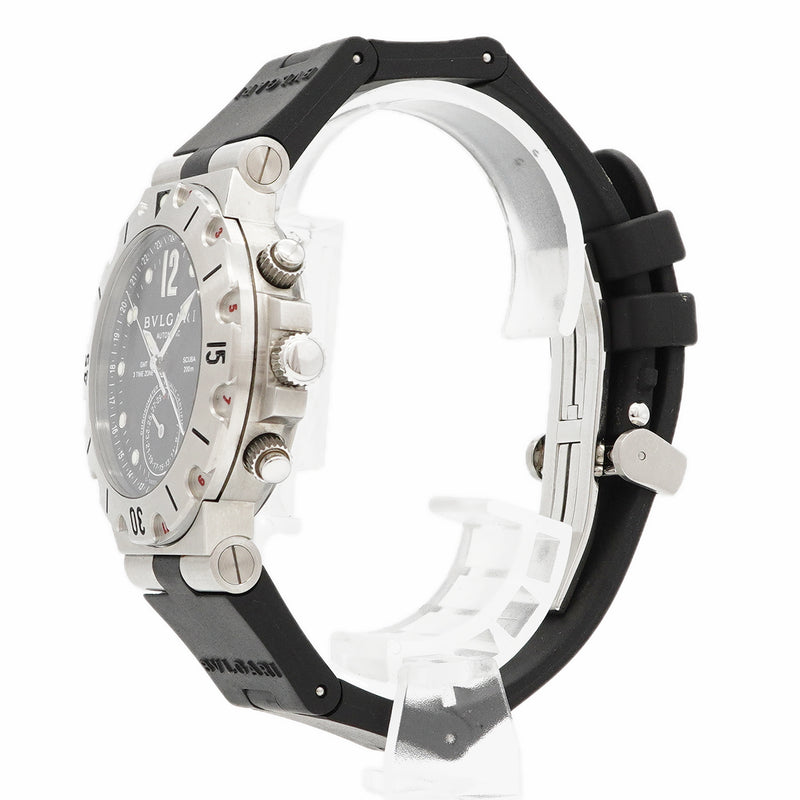 【6wgc0172】ブルガリ ディアゴノ スクーバ GMT SD38SGMT 黒文字盤【中古】腕時計 メンズ