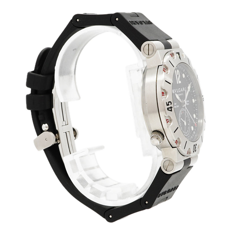 【6wgc0172】ブルガリ ディアゴノ スクーバ GMT SD38SGMT 黒文字盤【中古】腕時計 メンズ