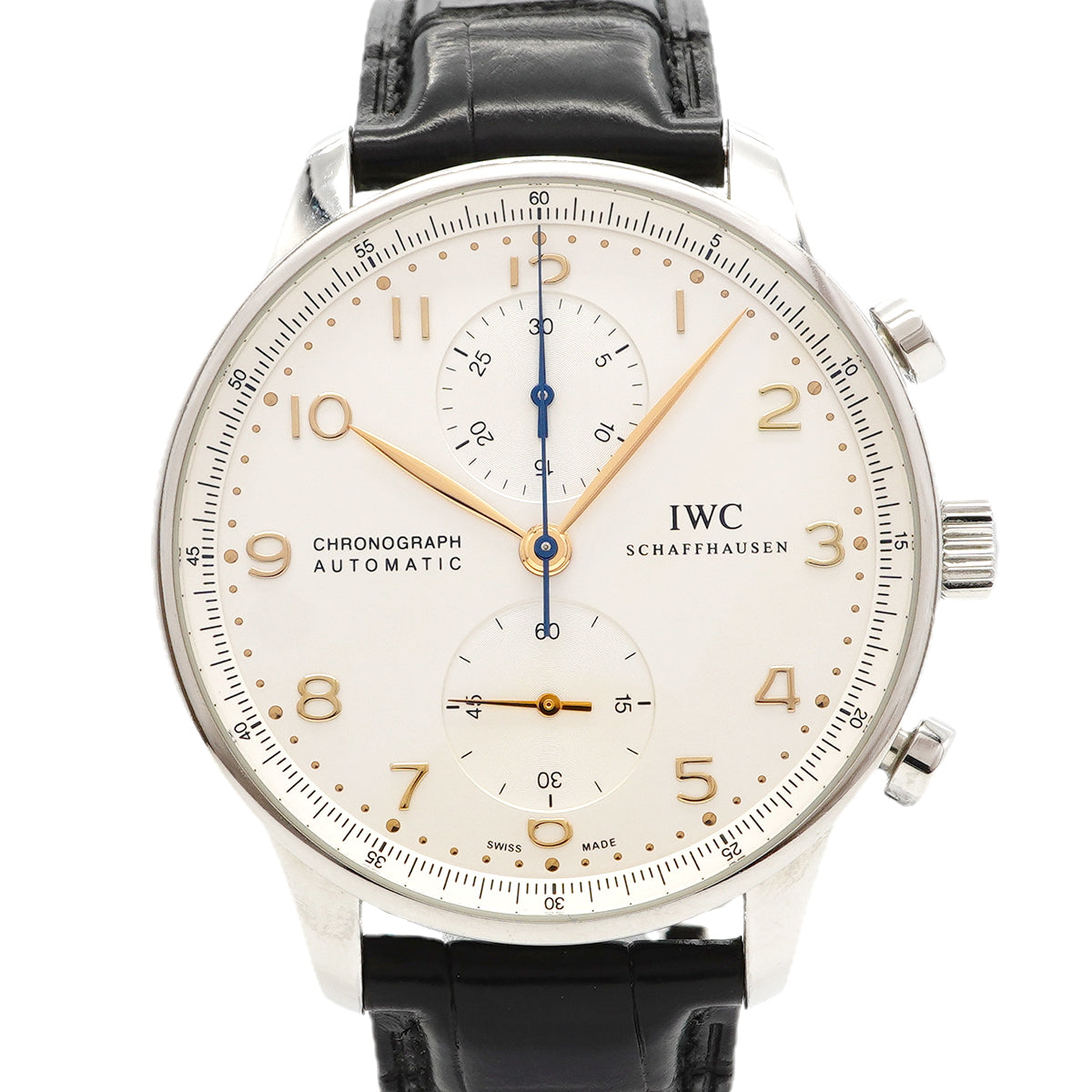【6wgd0263】IWC アイダブリューシー シャフハウゼン ポルトギーゼ クロノグラフ IW371445 シルバー文字盤【中古】腕時計 メンズ