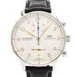 【6wgd0263】IWC アイダブリューシー シャフハウゼン ポルトギーゼ クロノグラフ IW371445 シルバー文字盤【中古】腕時計 メンズ