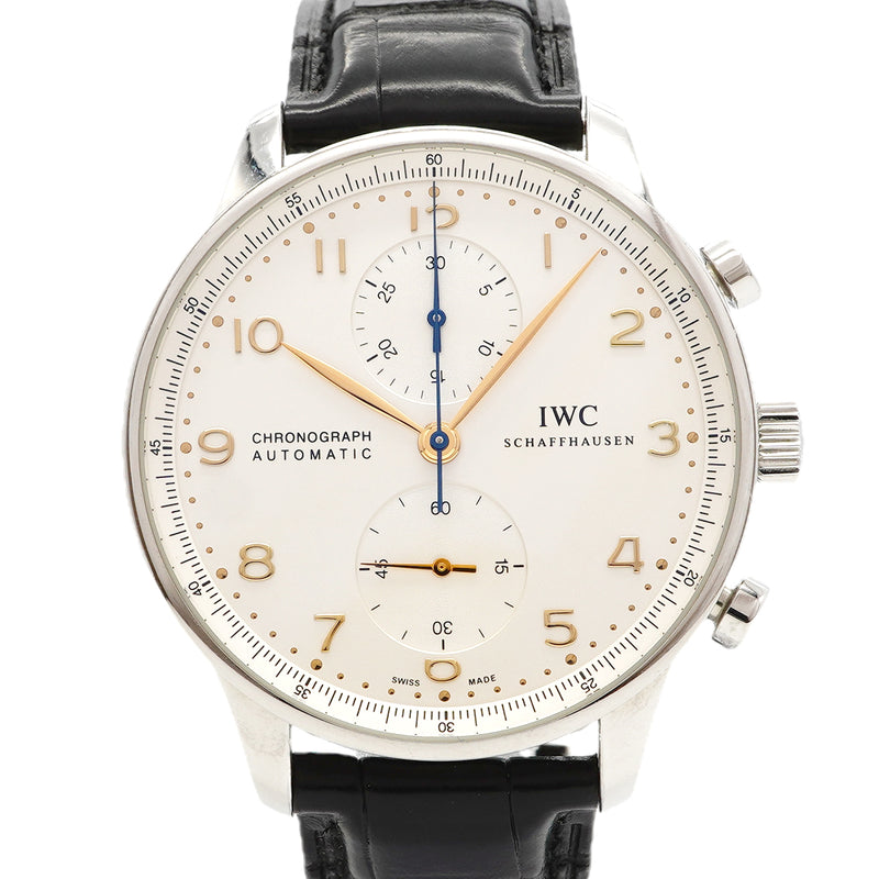 【6wgd0263】IWC アイダブリューシー シャフハウゼン ポルトギーゼ クロノグラフ IW371445 シルバー文字盤【中古】腕時計 メンズ