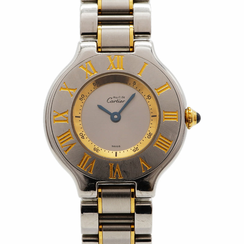 【6wgd0281】カルティエ マスト21 SM W10073R6 シルバー文字盤【中古】腕時計 レディース