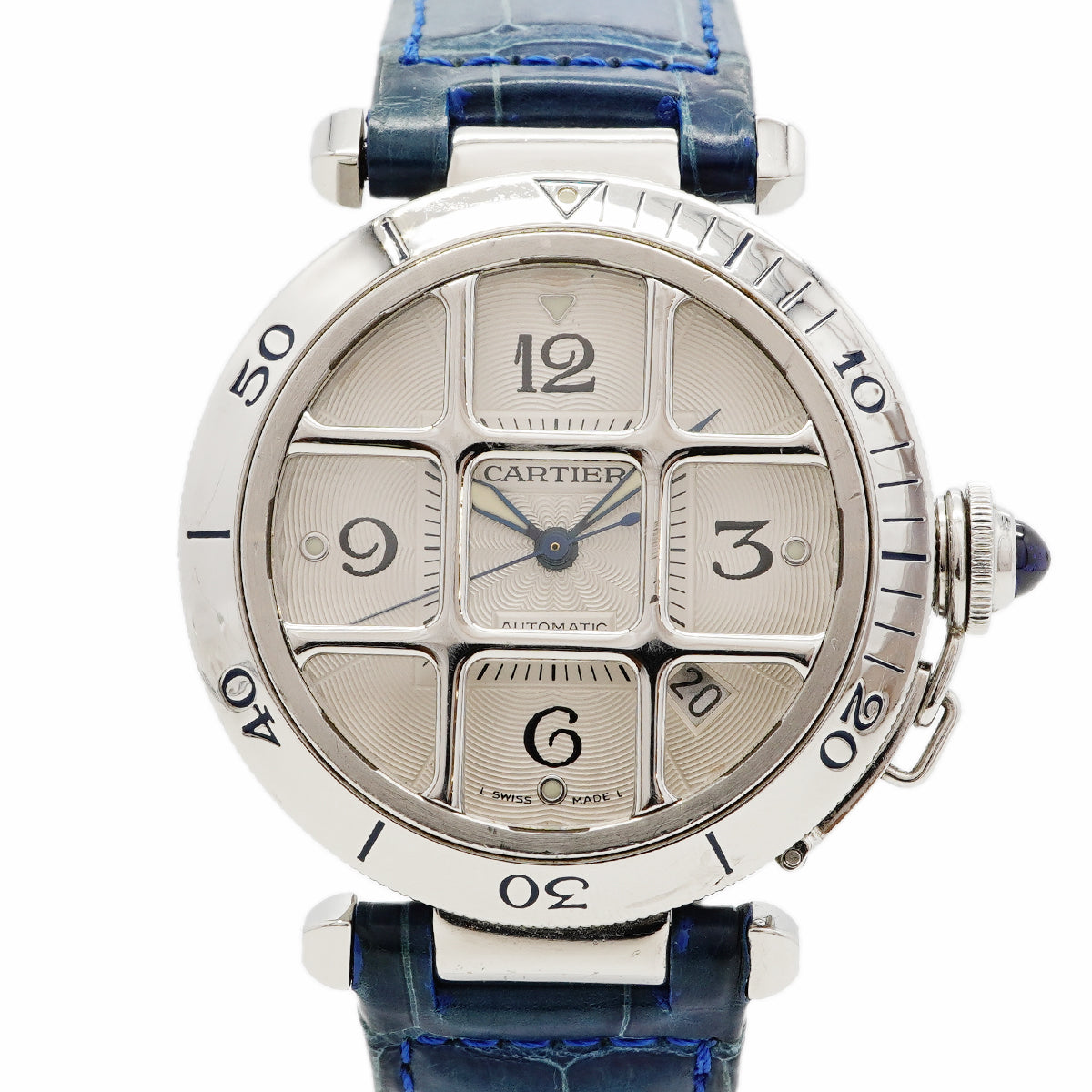 【6wgd0296】カルティエ パシャグリッド W3104055 シルバー文字盤【中古】腕時計 メンズ