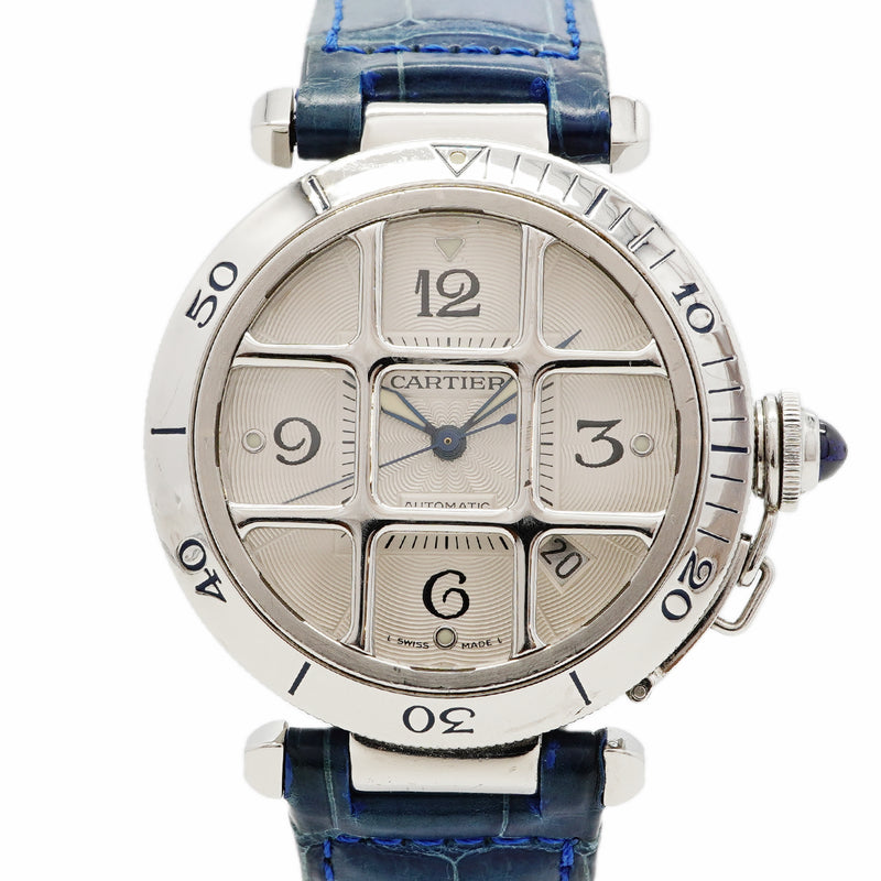 【6wgd0296】カルティエ パシャグリッド W3104055 シルバー文字盤【中古】腕時計 メンズ
