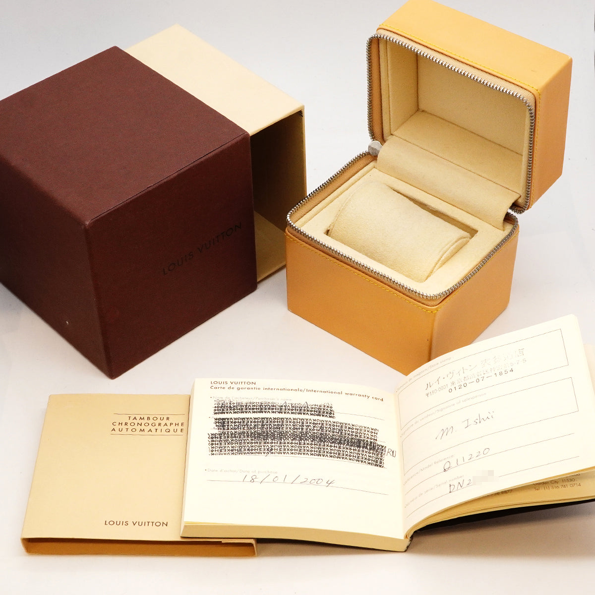 【6wha0011】ルイヴィトン タンブール クロノグラフ Q1122 ブラウン文字盤【中古】腕時計 メンズ