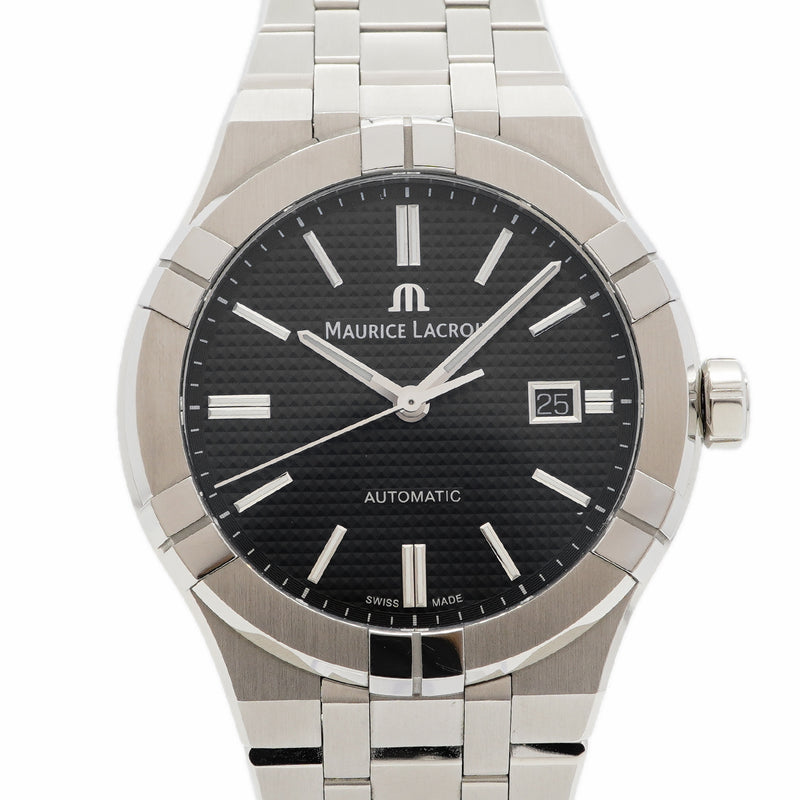 【6wha0027】モーリス・ラクロア アイコン オートマティック AI6008-SS002-330-1 黒文字盤【中古】腕時計 メンズ