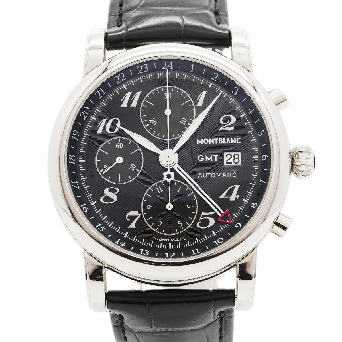 【6wha0055】モンブラン マイスターシュテック GMT 7067 黒文字盤【中古】腕時計 メンズ